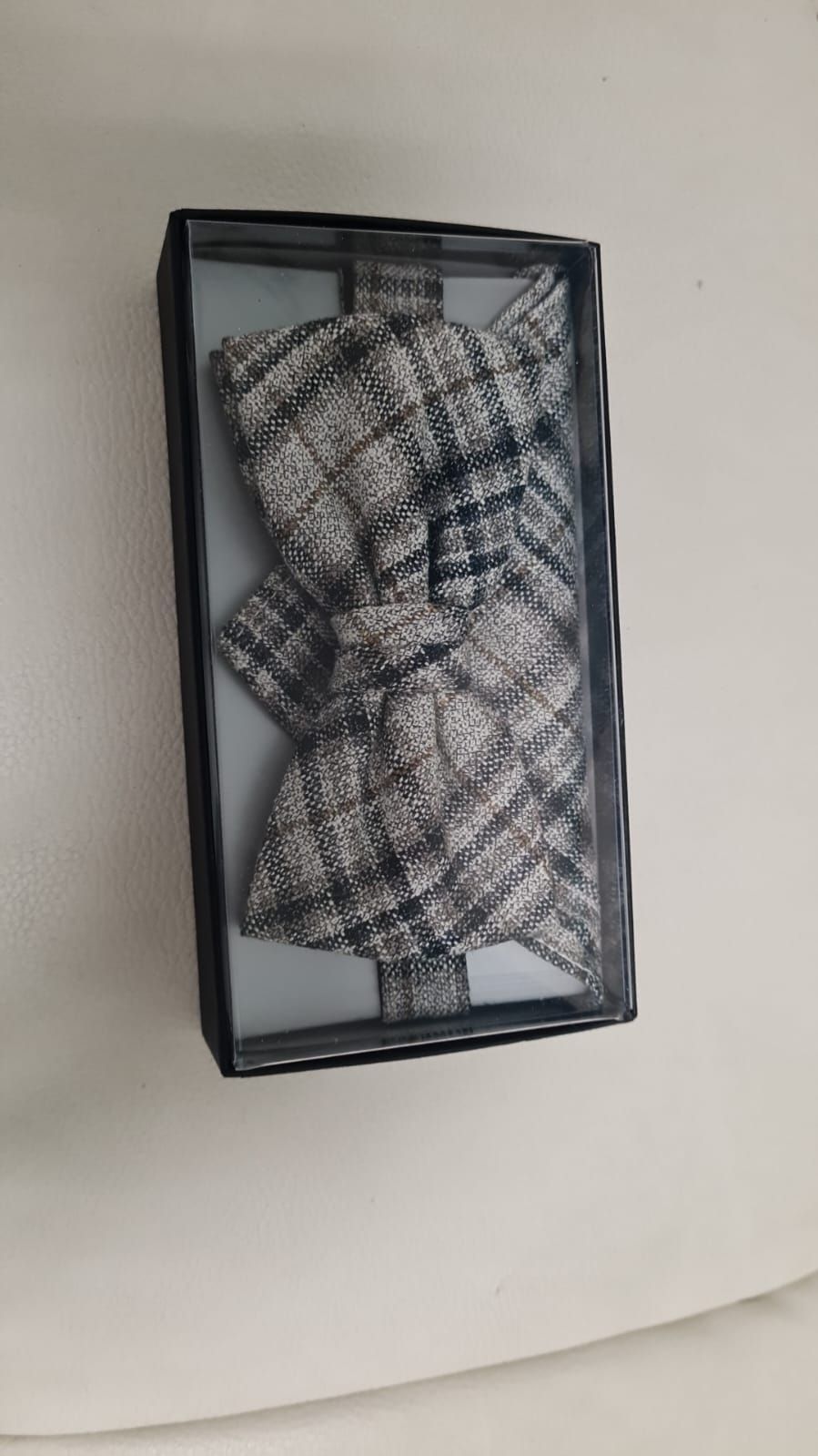 Eine Fliege liegt in einer Schachtel auf einer weißen Fläche.