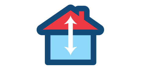 Icon of a house with upward and downward arrows, representing ventilation or airflow.