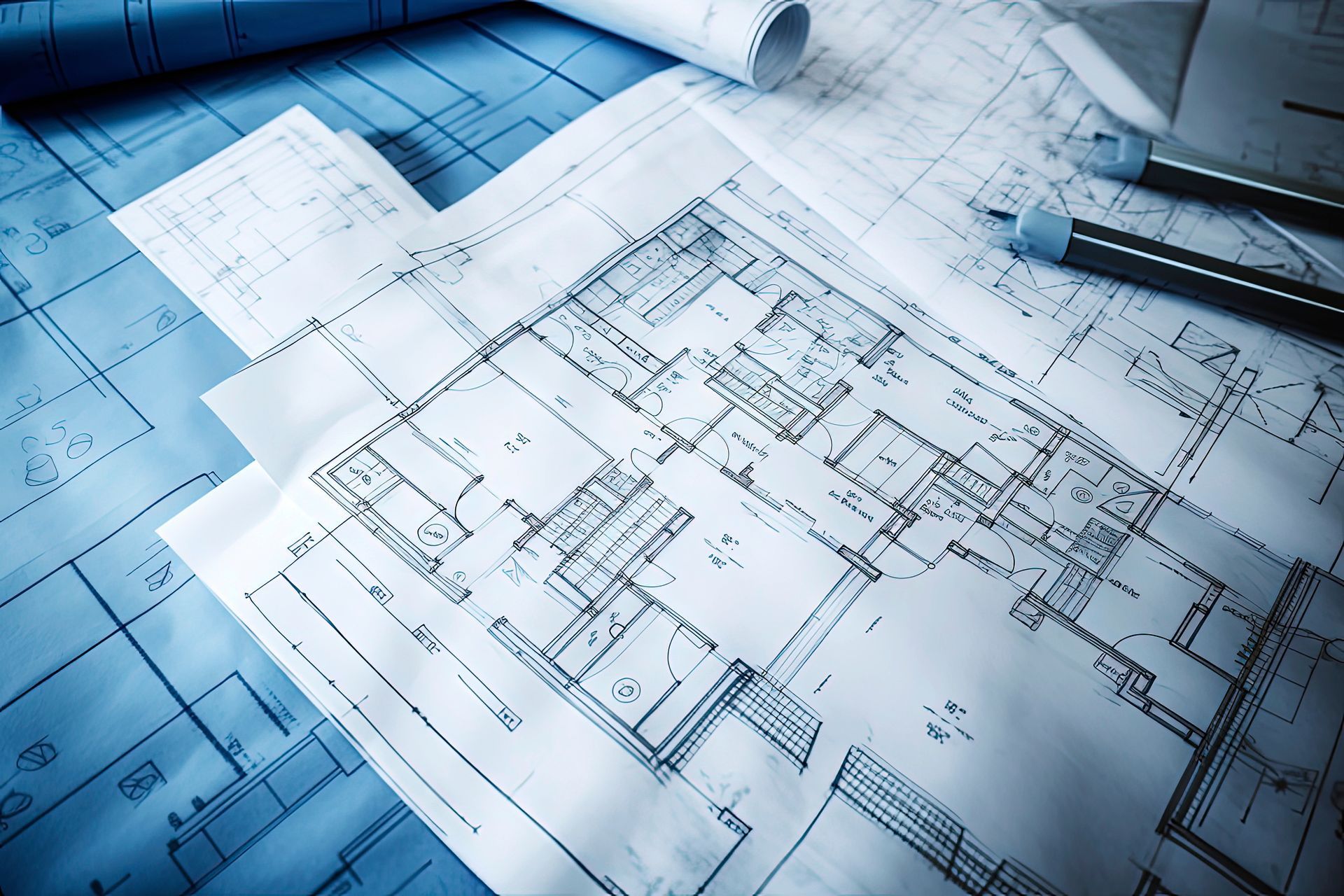 blueprint of a house on white paper used for hvac zoning