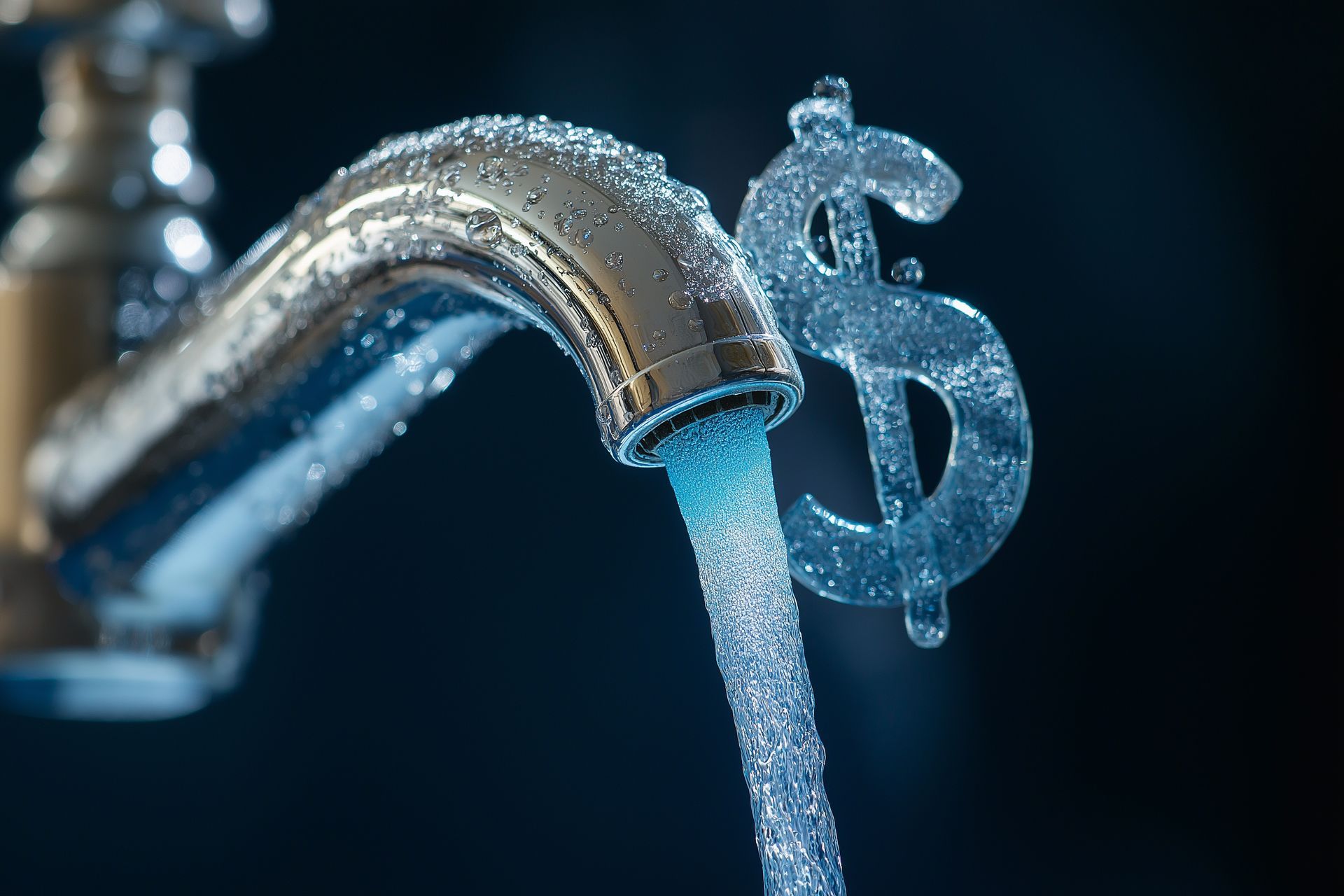 water faucet  with dollar sign