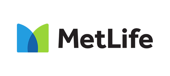 MetLife logo featuring an abstract design in blue and green with the brand name in black.
