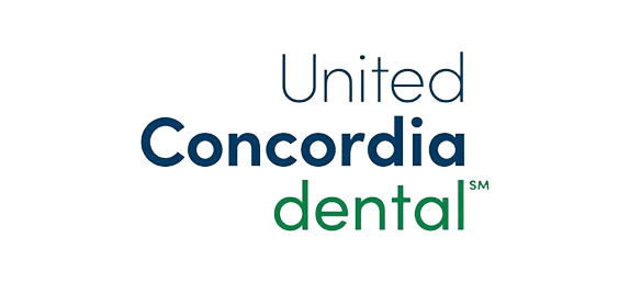 Logo for United Concordia dental. Text is in navy, green, and black on a white background.