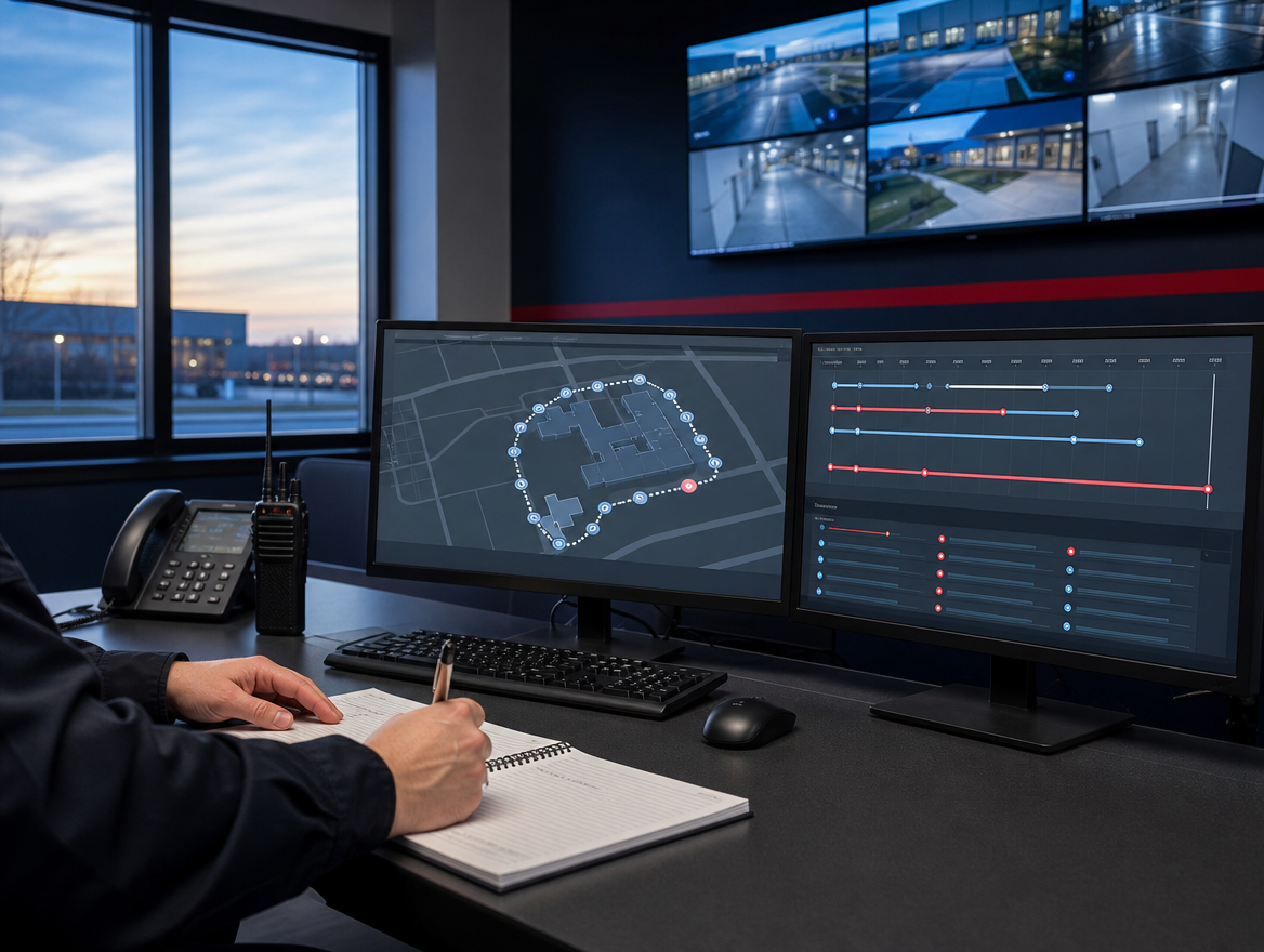 Security operations desk supporting documented patrols in Sioux Falls
