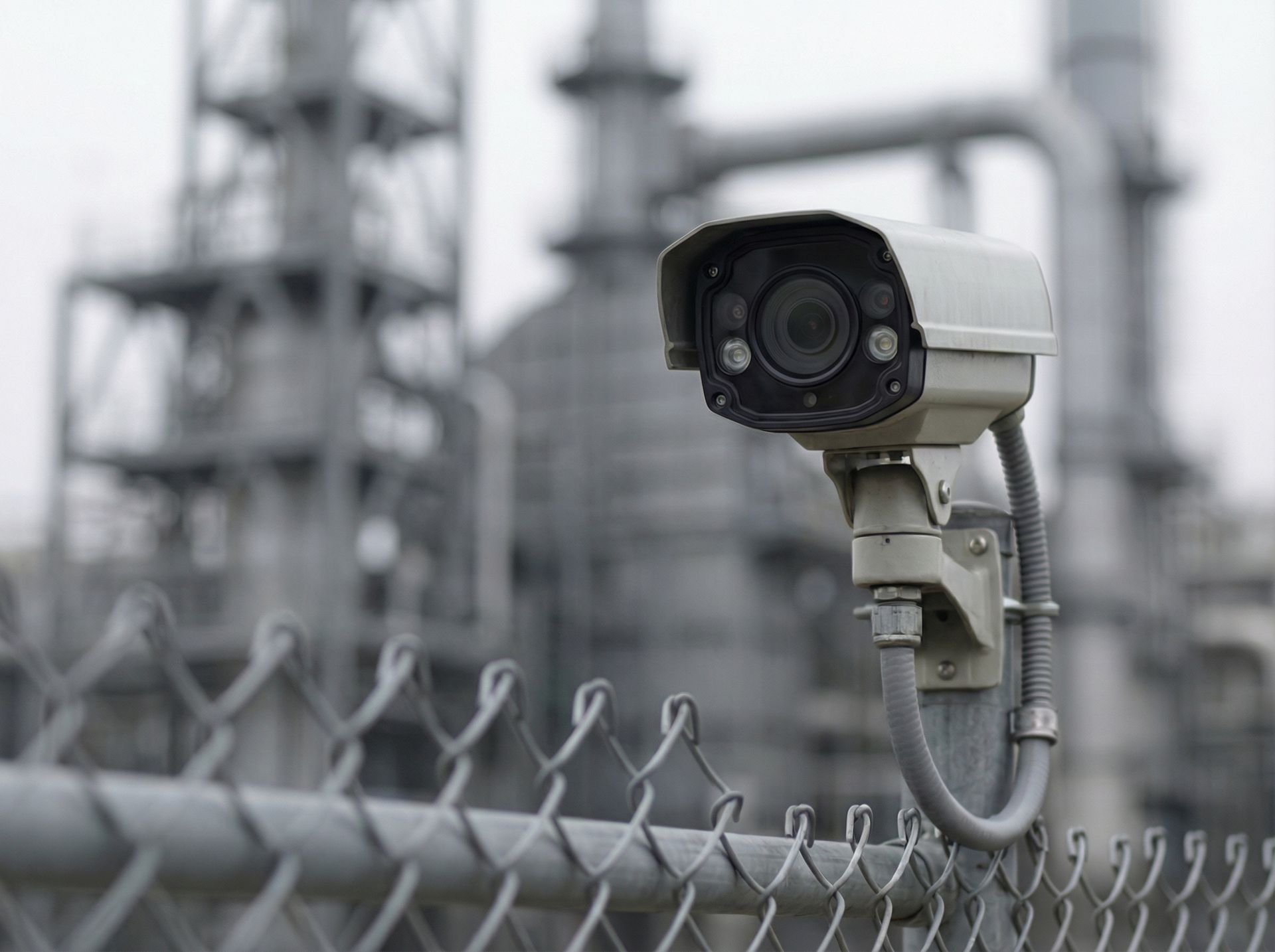 Industrial security guard patrolling a Sioux Falls warehouse facility