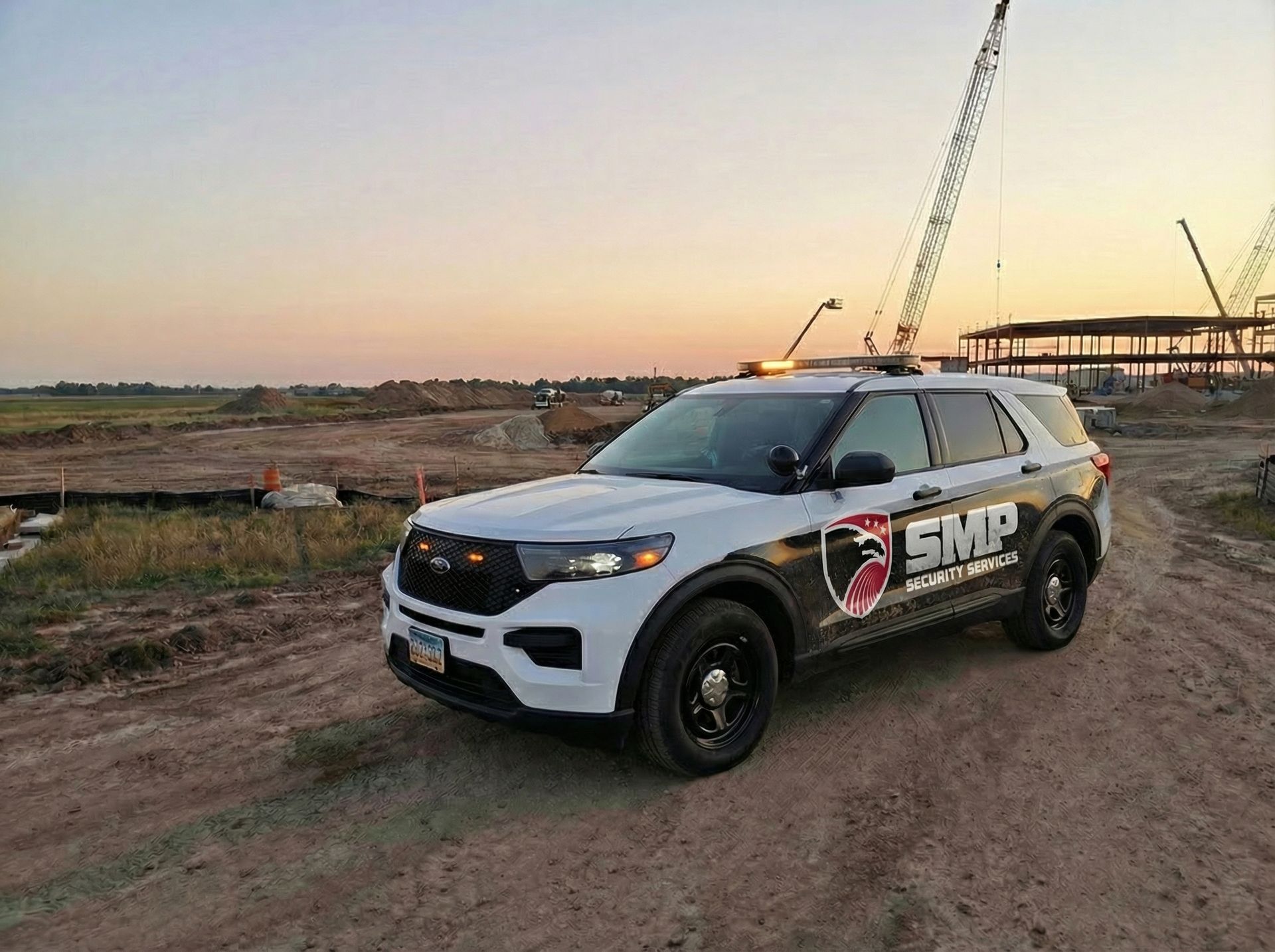 Industrial security guard patrolling a Sioux Falls warehouse facility