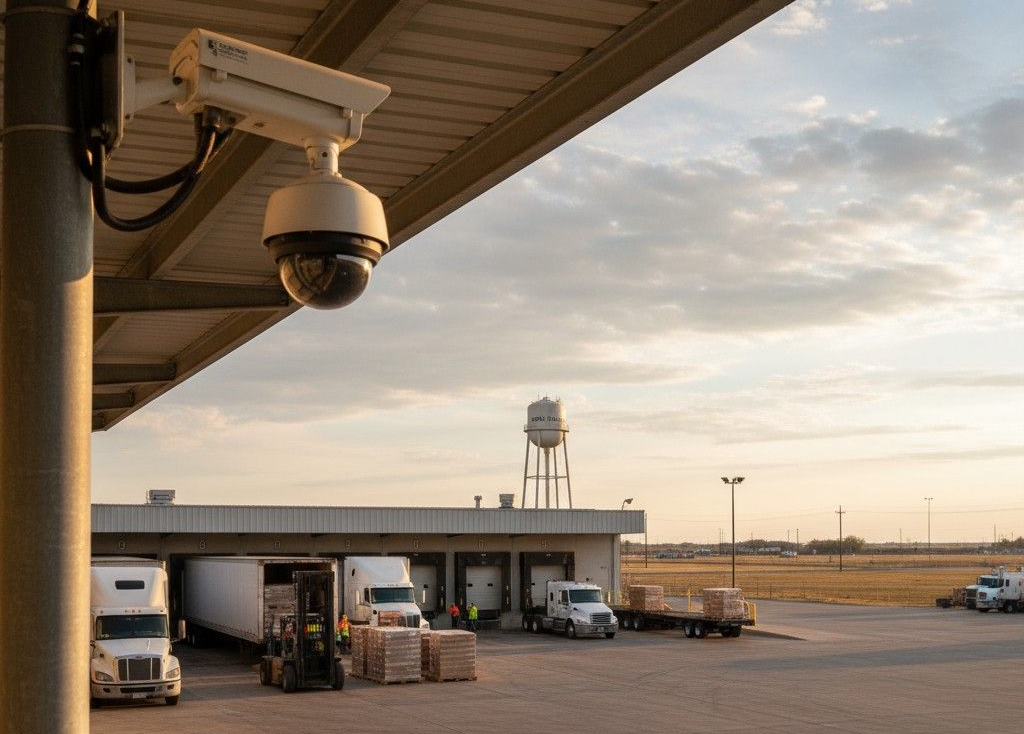 CCTV cameras monitoring a Sioux Falls warehouse