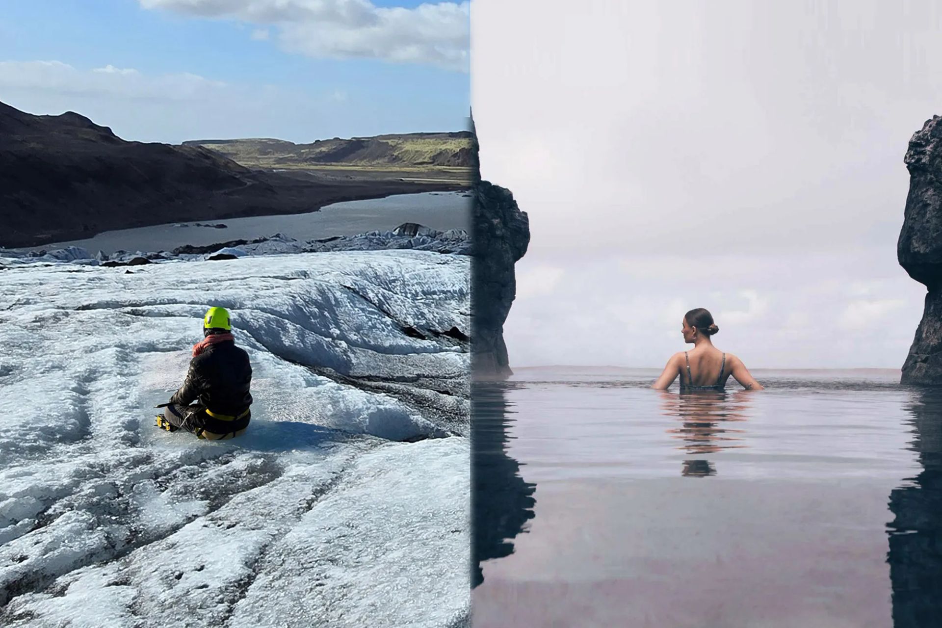 Glacier Hike w. Photos, South Coast Waterfalls, Black Sand Beach and Sky Lagoon