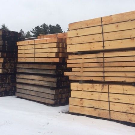 Pallets of wood outside