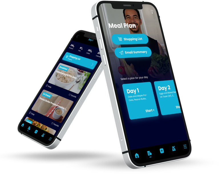 Two phones are displaying a meal plan on their screens.4
