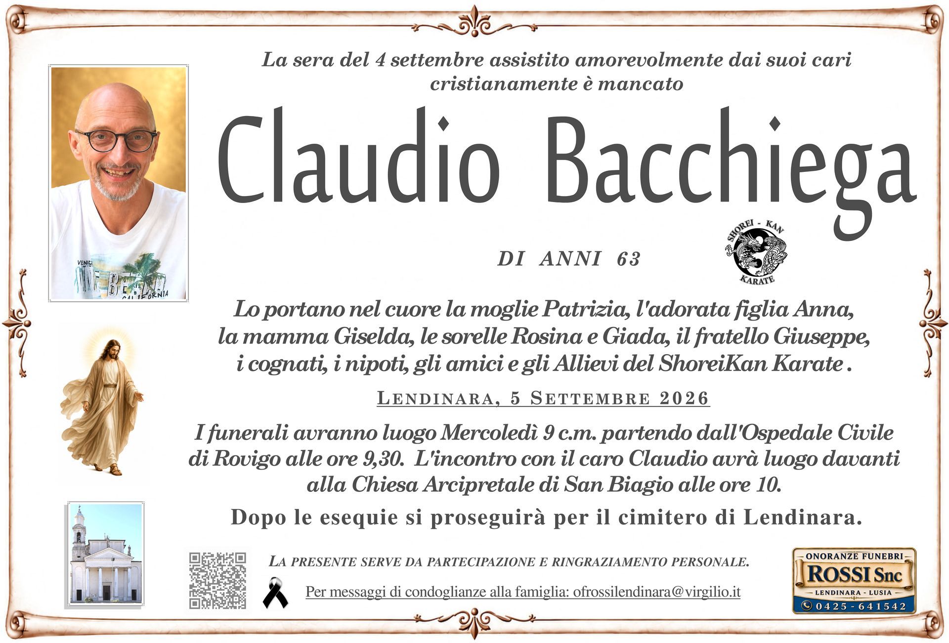 Poster for Claudio Maniezzo’s retirement event, with portrait, blue text, and university building icons