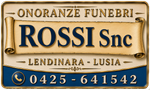 Logo with parchment scroll reading “Onoranze Funebri Rossi S.n.c.”