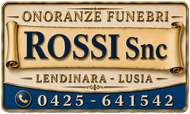 Logo with parchment scroll reading “Onoranze Funebri Rossi S.n.c.”