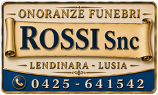 Logo with parchment scroll reading “Onoranze Funebri Rossi S.n.c.”