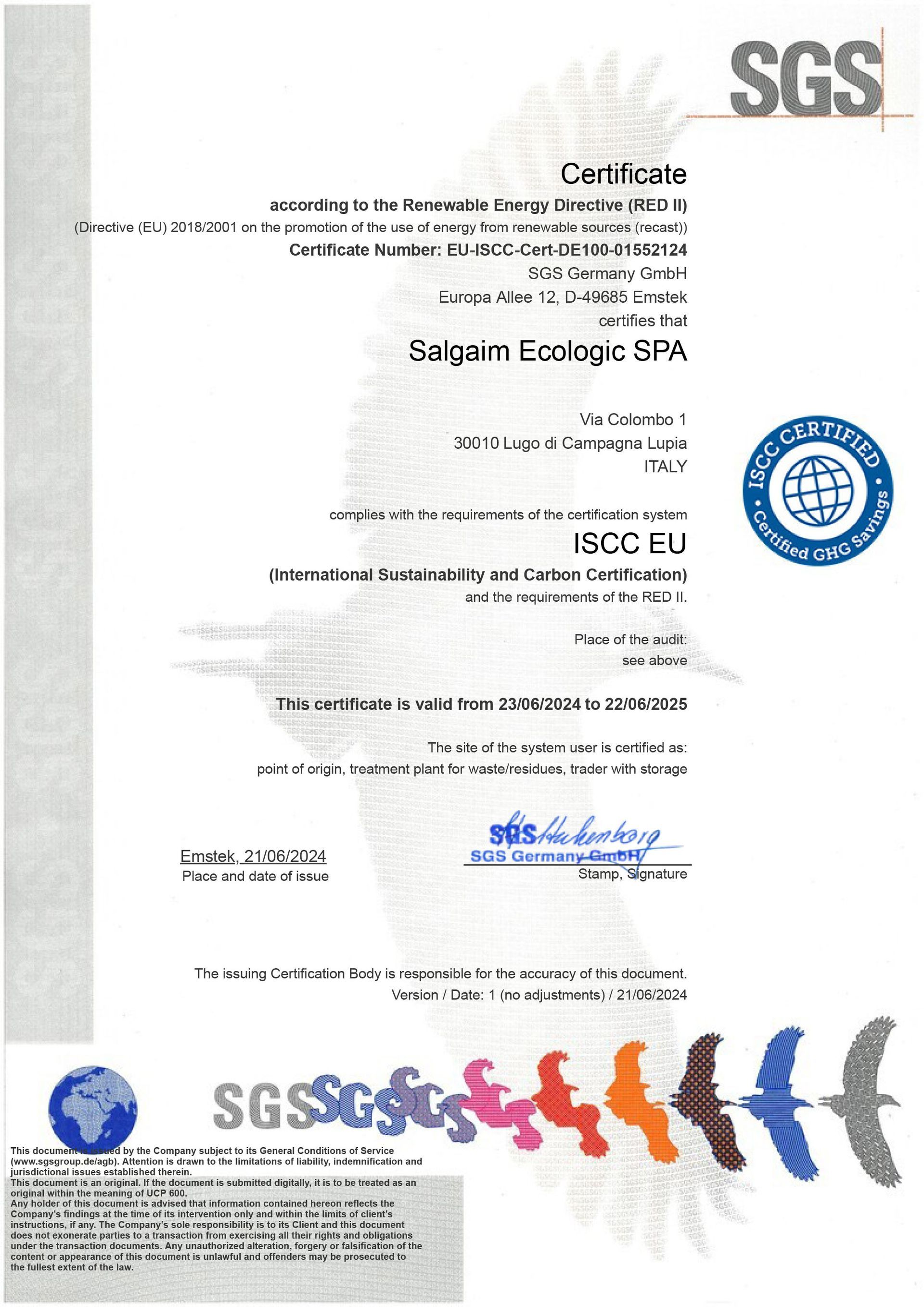 EU ISCC Certificate