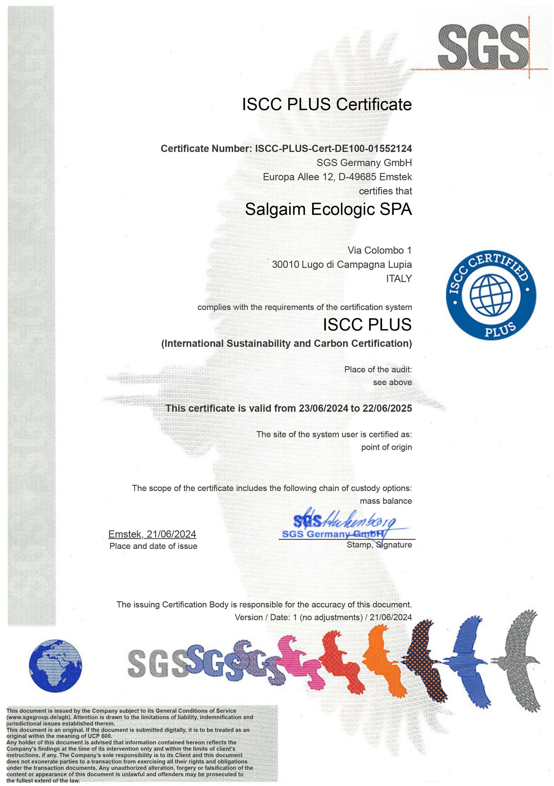 EU ISCC PLUS Certificate
