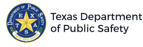 Texas Department of Public Safety logo with blue seal and text on white background