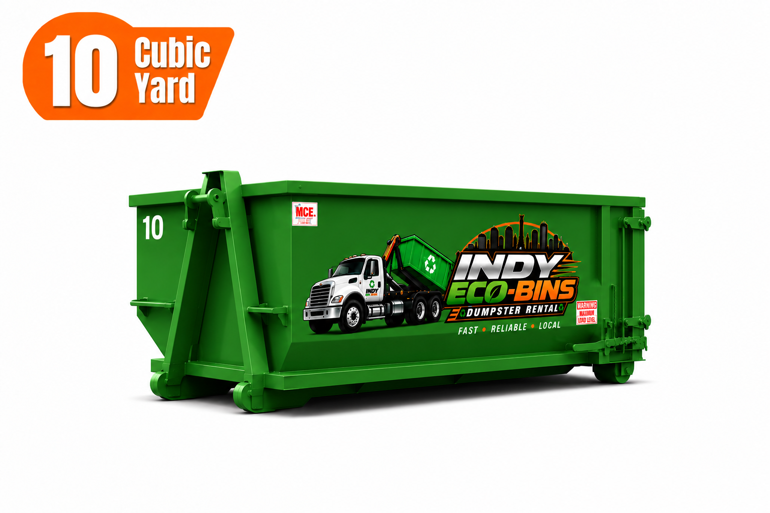 10 Yard Green Indy Eco-Bins Dumpster Rental
