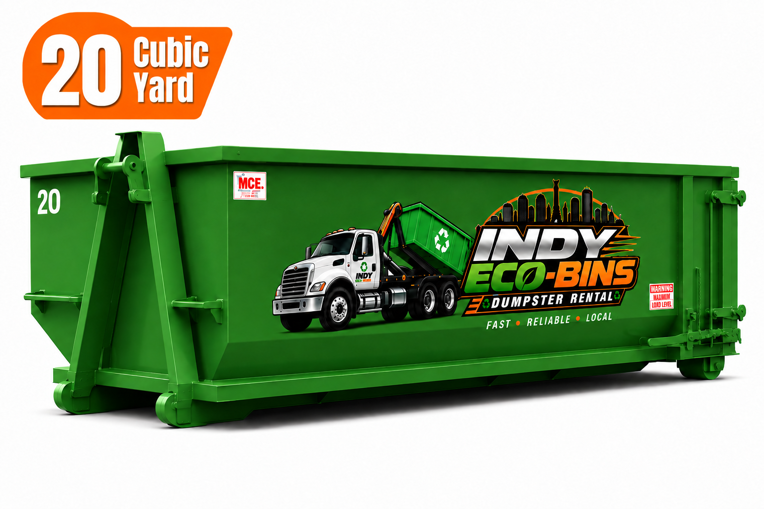 20 Yard Green Indy Eco-Bins Dumpster Rental
