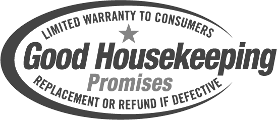 Good Housekeeping Promises seal with text:
