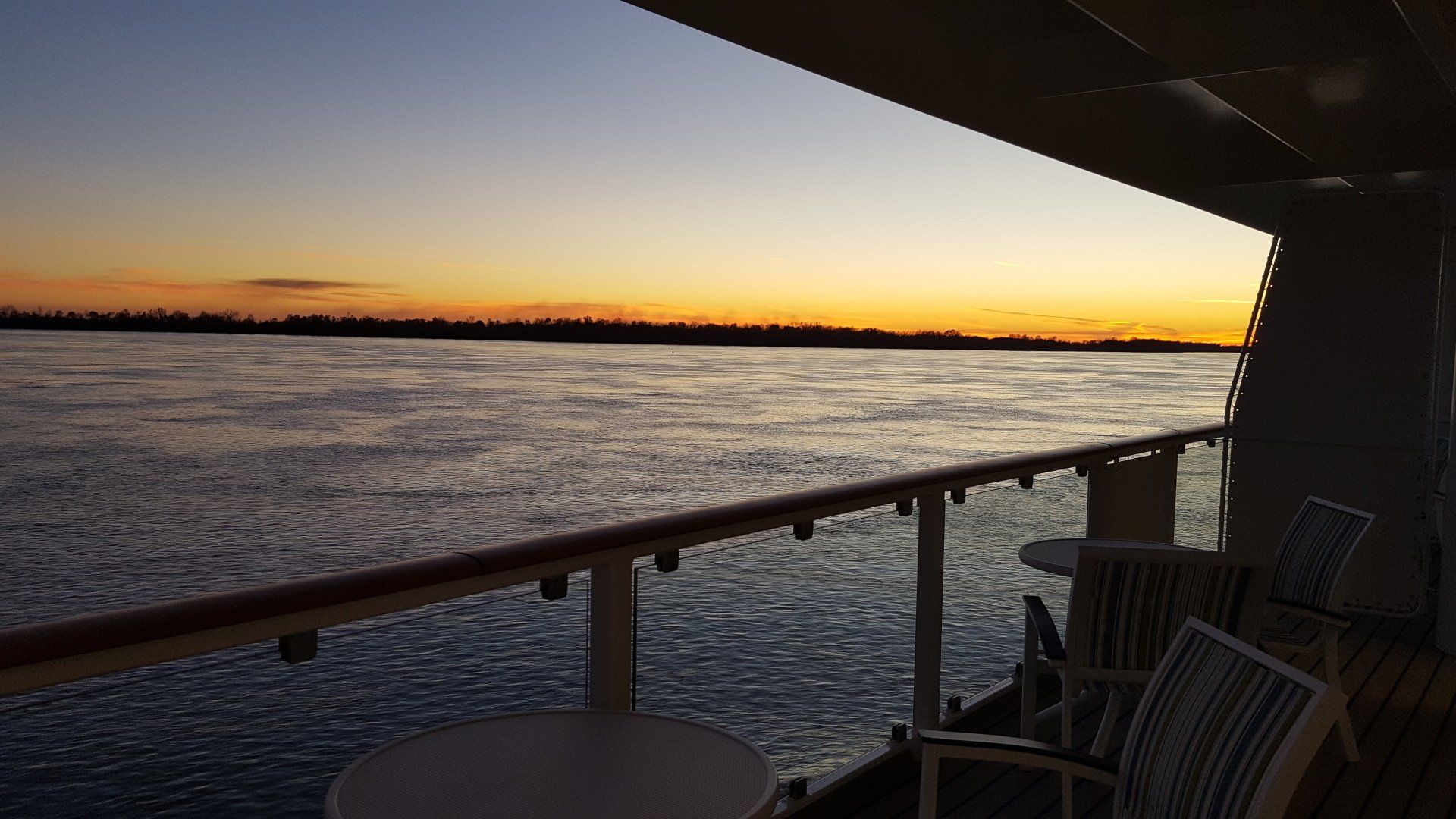 Mississippi River Cruise New Orleans Balcony sunset view