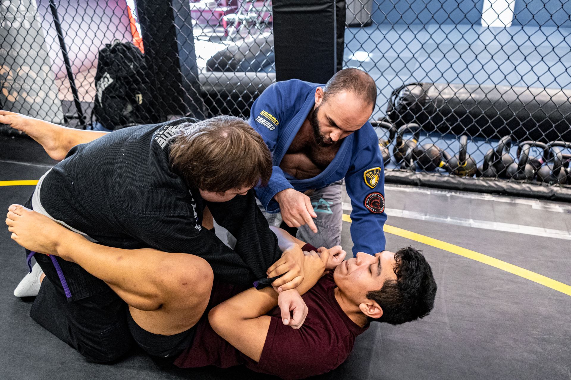 Adult Jiu-Jitsu students drilling no-gi grappling at Hammer Sports and Performance in Hazlet, NJ.