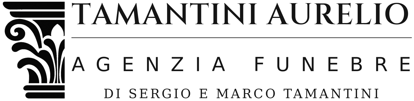 Logo di Tamantini Aurelio Agenzia Funebre con testo nero e un’icona decorativa a forma di colonna
