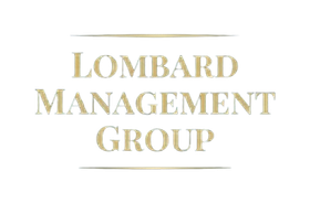 Lombard Management Group logo in gold serif text with thin horizontal lines above and below