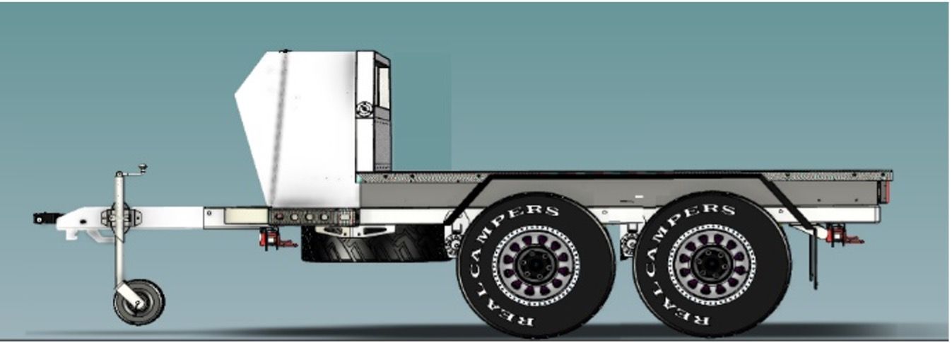 Side Profile of A White and Grey Flatbed Dual-Axle Trailer — Real Engineering In West Gosford, NSW