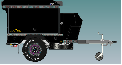 A Black Off-Road Camper Trailer Viewed from The Side — Real Engineering in West Gosford, NSW