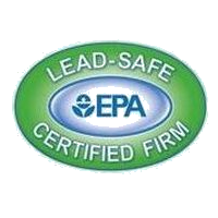 Lead-Safe EPA Certified Firm logo: green oval with text, inner blue oval with EPA symbol.