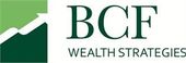 The logo for bcf wealth strategies has a green arrow pointing up.