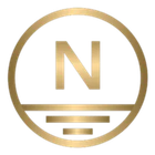 The letter n is in a gold circle on a white background.