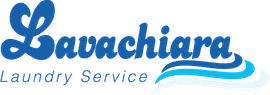Logo di Lavachara Laundry Service in scritta blu con grafica a onda.