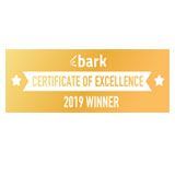 Bark Certificate of Excellence 2019 Winner badge; gold rectangle with white text.