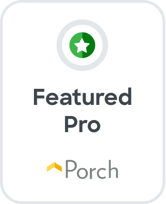 Featured Pro badge from Porch, green star icon, gray text on white.