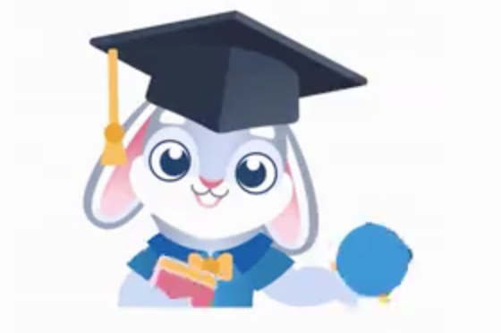 Ein kleiner Hase mit Universitätshut