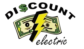 Discount Electric logo with dollar bill and yellow lightning bolt