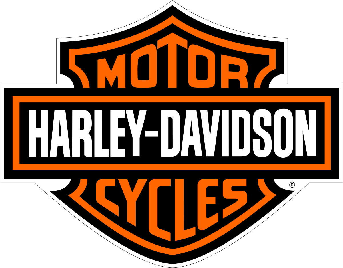 Harley-Davidson Motor Cycles logo in black, orange, and white
