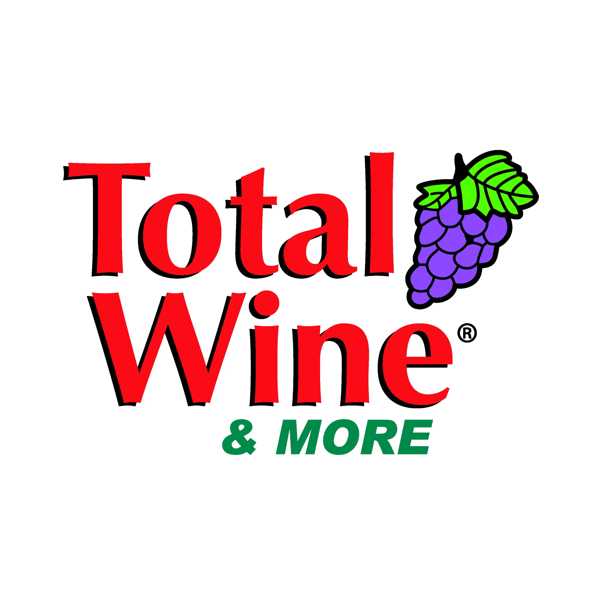 Total Wine & More logo with red text and a purple grape cluster with green leaves