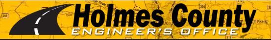 Holmes County Engineer's Office logo with a road graphic and text on a yellow background.