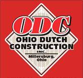 Ohio Dutch Construction logo: red background with a white diamond containing the company's name and location.