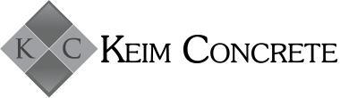 Logo for Keim Concrete. Diamond shape with the letters