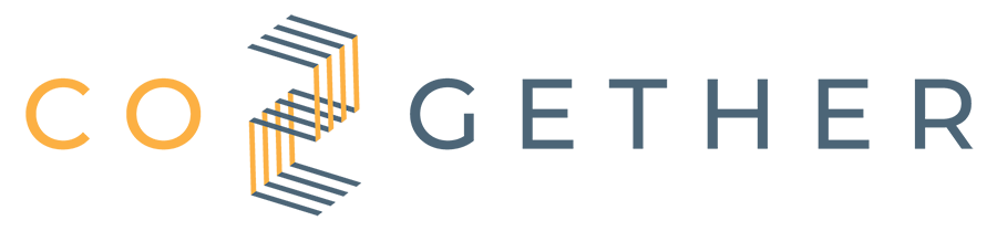 Logo for CoTogether, a company name with a stylized graphic in the middle.