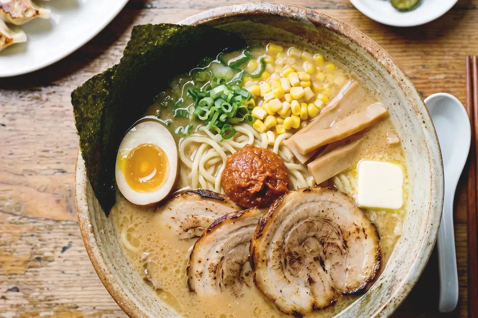 Top view of miso ramen