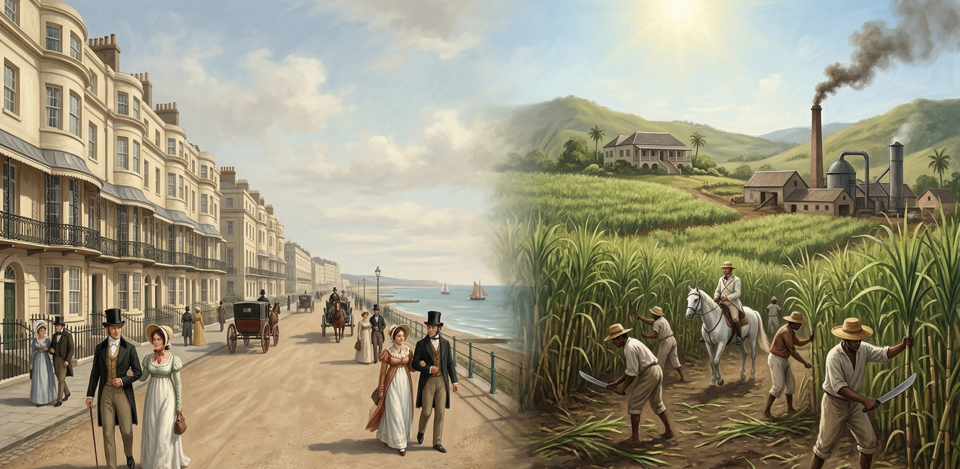 Historic Brighton scene representing the city’s links to slavery and empire