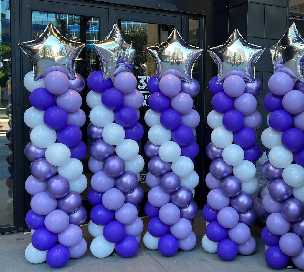 purple balloon columns