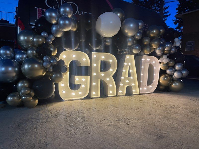 black and white balloon garland