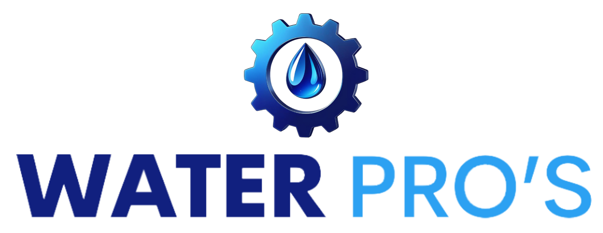 Logo of Water Pro's: a gear with a water droplet inside. The words