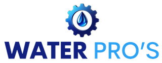 Logo of Water Pro's: a gear with a water droplet inside. The words