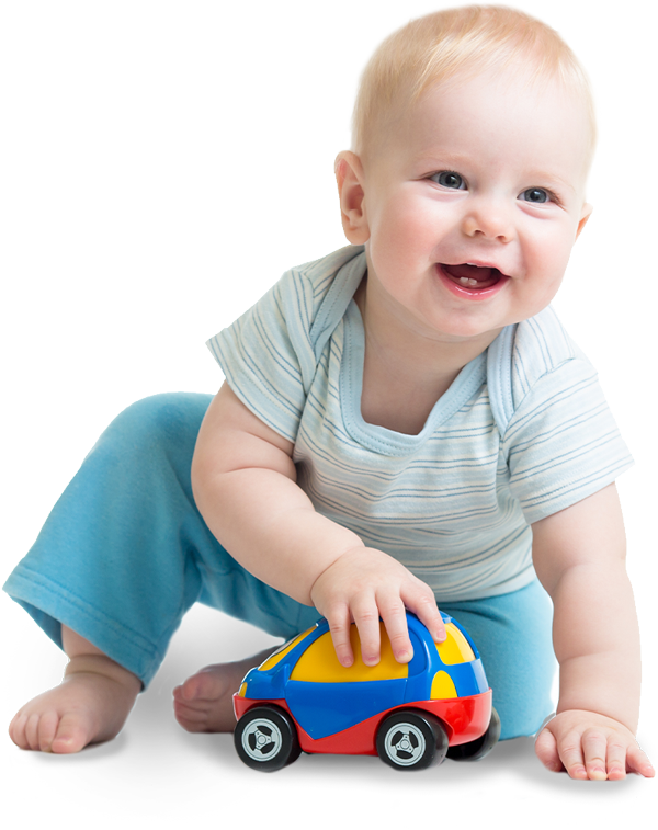 Stock image of smiling baby on white background